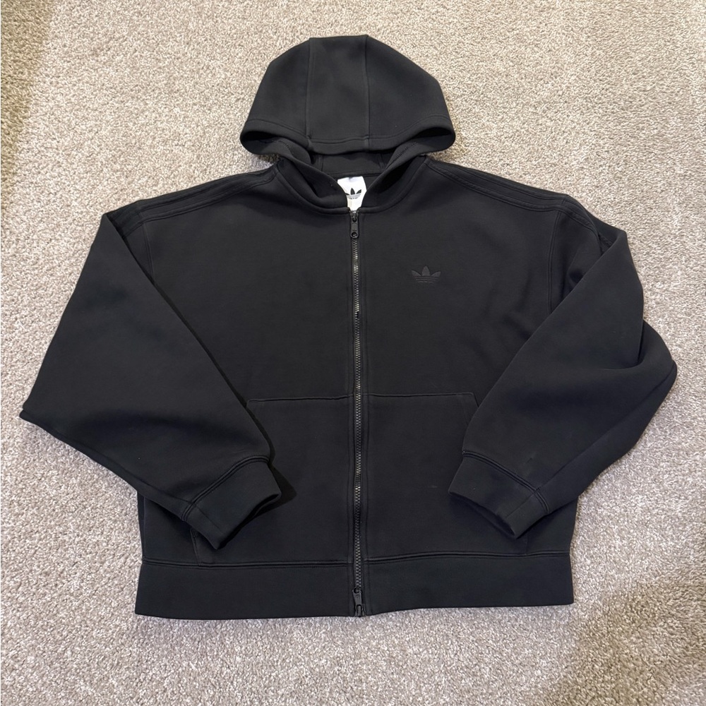 adidas Black Full-Zip Hooded Sweatshirt
